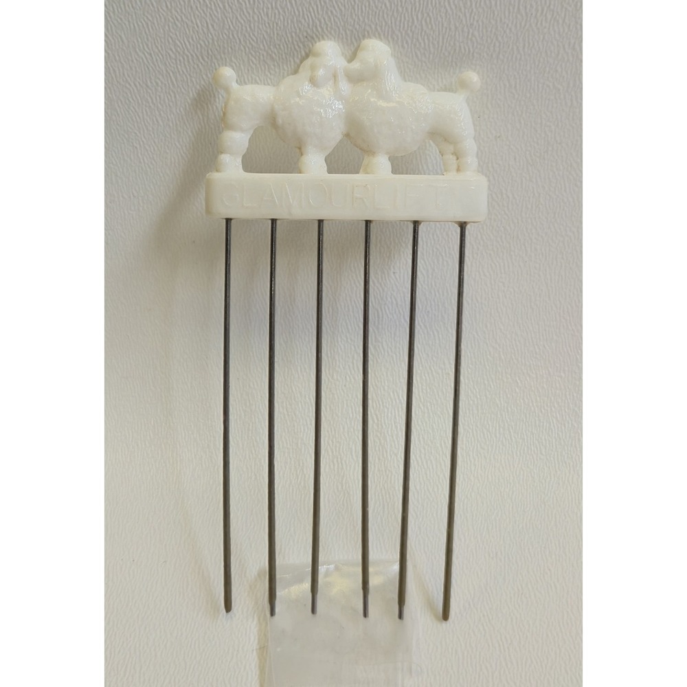 Vintage Kurtell & Co Glamour Lift Poodle Hair Pick Comb 1950s Art Deco White